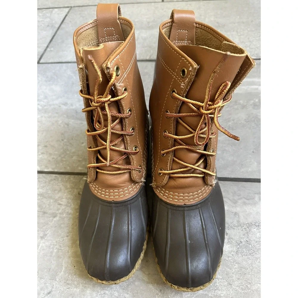 LL Bean Women's Duck Bean Boots Made In Maine US brown‎ Lace Up Size 6 EUC